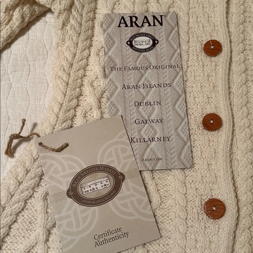 Aran Sweater Market Cable Knit Tunic Length Cardigan - Picture 7 of 7